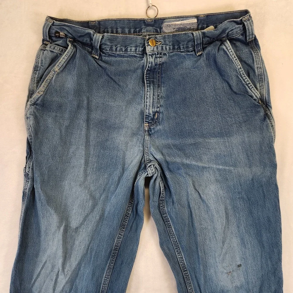 Carhartt FR Jeans‎ Mens 38x32 Blue Denim Relaxed Fit Workwear Grunge Distressed
